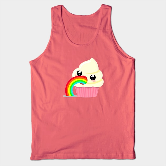 Kawaii Puking Rainbow Cupcake Emoji Tank Top by LittleBunnySunshine